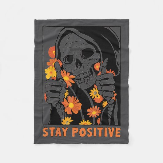 Couverture Polaire Stay Sitive Skeleton Halloween Motivational Funny  (Devant)