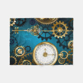 Couverture Polaire Steampunk Arrière - plan turquoise avec Gears (Devant (Horizontal))