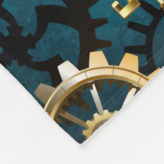 Couverture Polaire Steampunk Arrière - plan turquoise avec Gears (Coin)