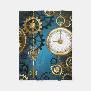 Couverture Polaire Steampunk Arrière - plan turquoise avec Gears