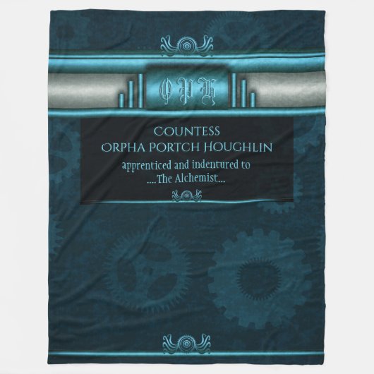 Couverture Polaire Steampunk, bleu glacé sur les pignons turquoises (Devant)