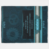 Couverture Polaire Steampunk, bleu glacé sur les pignons turquoises (Devant (Horizontal))