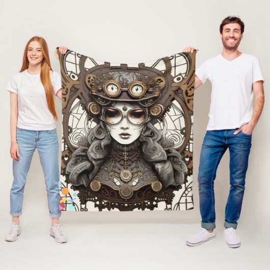 Couverture Polaire "Steampunk cinématique" (En situation)