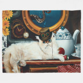Couverture Polaire Steampunk Thé de chat sous-marin (Devant (Horizontal))