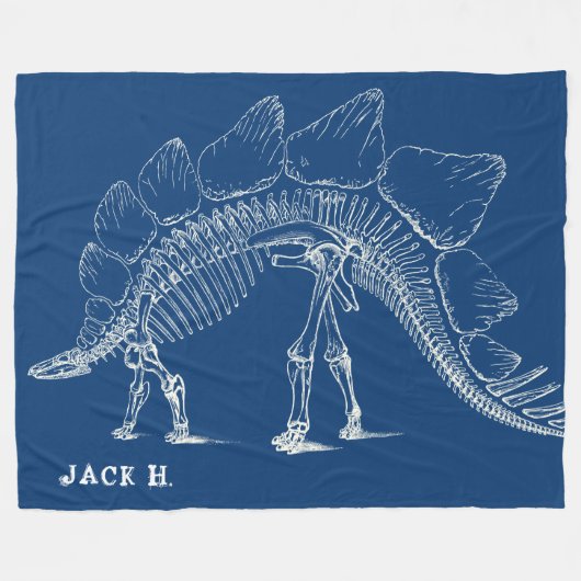 Couverture Polaire Stegosaurus aux os de dinosaure faits sur commande (Devant (Horizontal))