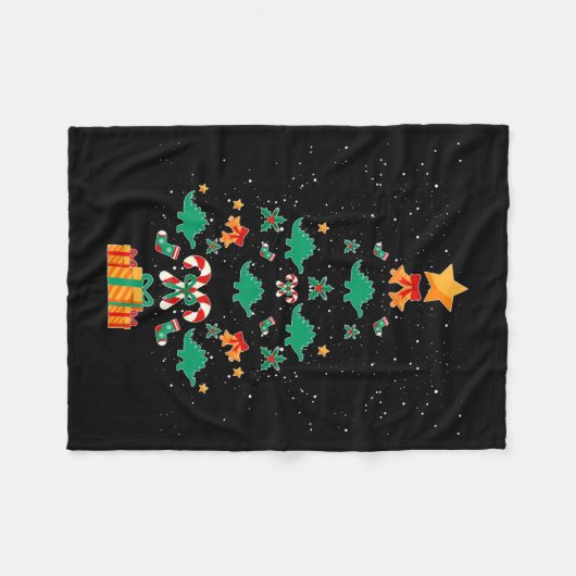 Couverture Polaire Stegosaurus Dinosaur Christmas Tree Xmas Long Slee (Devant (Horizontal))