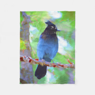 Couverture Polaire Steller's Jay Painting - Art original pour oiseaux