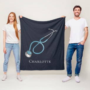 Couverture Polaire Stethoscope personnalisé Nom Docteur nouveauté