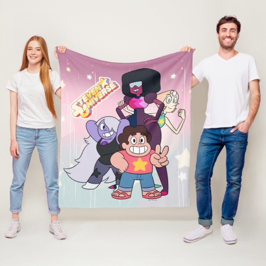 Couverture Polaire Steven Universe | Pose du groupe Crystal Gem (En situation)