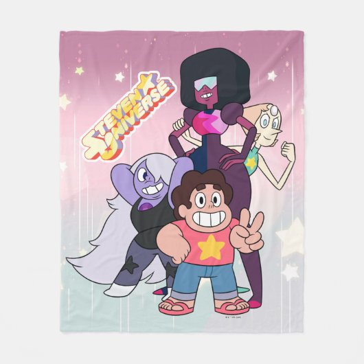 Couverture Polaire Steven Universe | Pose du groupe Crystal Gem (Devant)