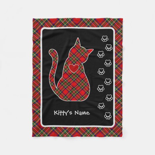 Couverture Polaire Stewart Tartan Kitty Personnalisé (Devant)