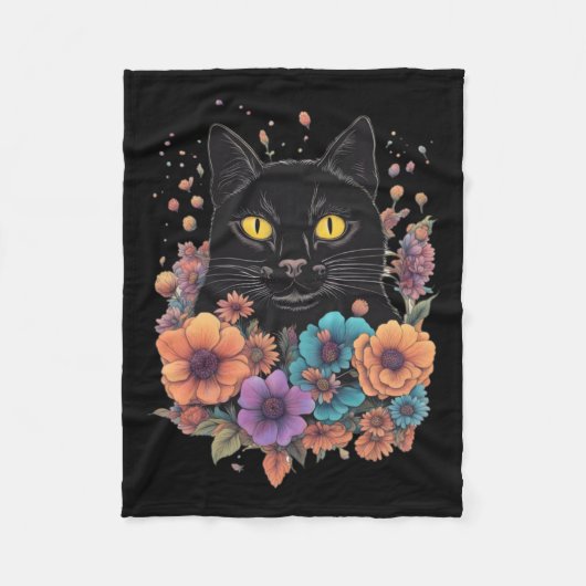Couverture Polaire Sticker Art Chat Noir1 (Devant)