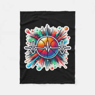 Couverture Polaire Sticker Heartbeat De Basketball - Parfait Pour Les