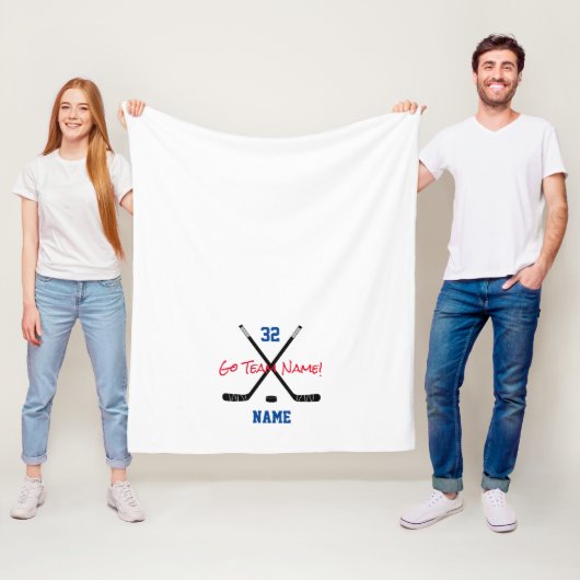 Couverture Polaire Sticks de hockey sur glace Puck Sports Team Couleu (En situation)