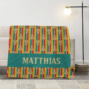 Couverture Polaire Sticks et bandes de crosse rouge et vert rétro