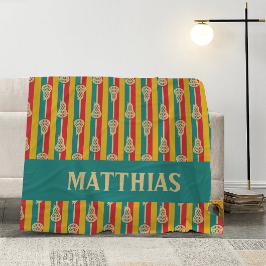 Couverture Polaire Sticks et bandes de crosse rouge et vert rétro