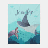 Couverture Polaire Stingray personnalisé et tortue sous la mer (Devant)