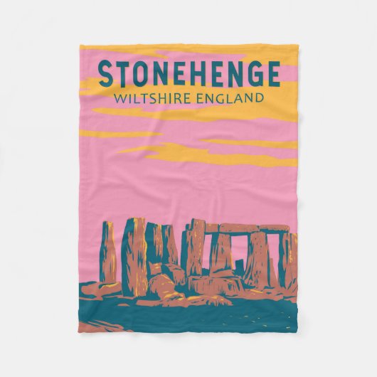 Couverture Polaire Stonehenge Art Retro Illustration (Devant)