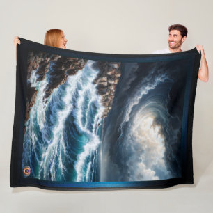 Couverture Polaire Storm By A Mediterranean Coast AI Art by Xendor7