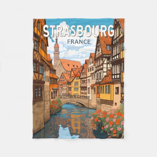 Couverture Polaire Strasbourg France Travel Art Vintage (Devant)