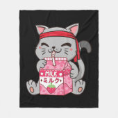 Couverture Polaire Strawberry Shake Strawberry Milk Cat Kawaii Neko A (Devant)