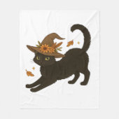 Couverture Polaire Stretting Chat Noir - Witchy Automne Classique T-S (Devant)