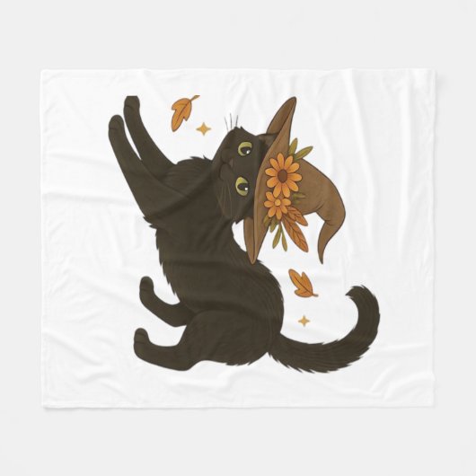 Couverture Polaire Stretting Chat Noir - Witchy Automne Classique T-S (Devant (Horizontal))