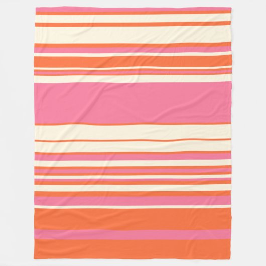 Couverture Polaire Stripes complexes - rose, orange et crème (Devant)