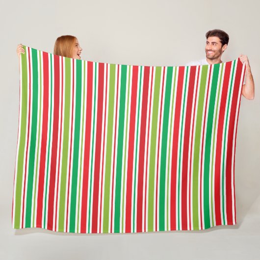 COUVERTURE POLAIRE STRIPES DE NOËL ROUGE VERT BLANC (En situation)