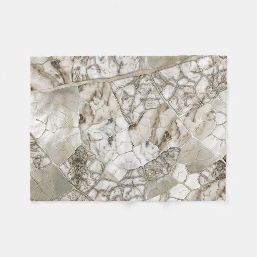 Couverture Polaire Structure Marbre blanc et feuille perle (Devant (Horizontal))