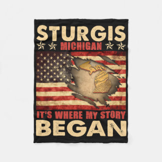 Couverture Polaire Sturgis Michigan Usa Drapeau 4 Juillet