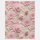 Couverture Polaire Style 3D élégante Embossée Flore Relief rose (Devant)