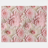 Couverture Polaire Style 3D élégante Embossée Flore Relief rose (Devant (Horizontal))