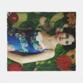 Couverture Polaire Style Art Déco Elégant Femme avec Grandes Fleurs A (Devant (Horizontal))