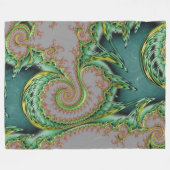 Couverture Polaire Style art déco fractal gris or vert (Devant (Horizontal))