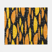 Couverture Polaire Style atomique, motif géométrique noir orange. (Devant (Horizontal))