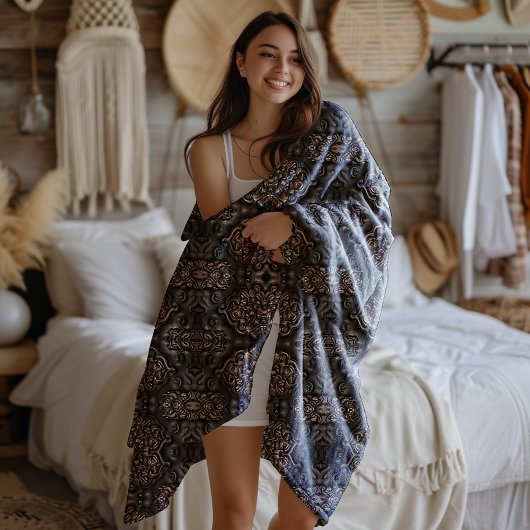 Couverture Polaire Style Broa Viking Faux Motif en cuir