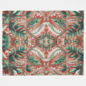 Couverture Polaire Style Carrelage Rouge Conception de feuillage (Devant (Horizontal))