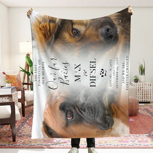 Couverture Polaire Style Chic Pet Memorial 2 x Photo Keepsaké