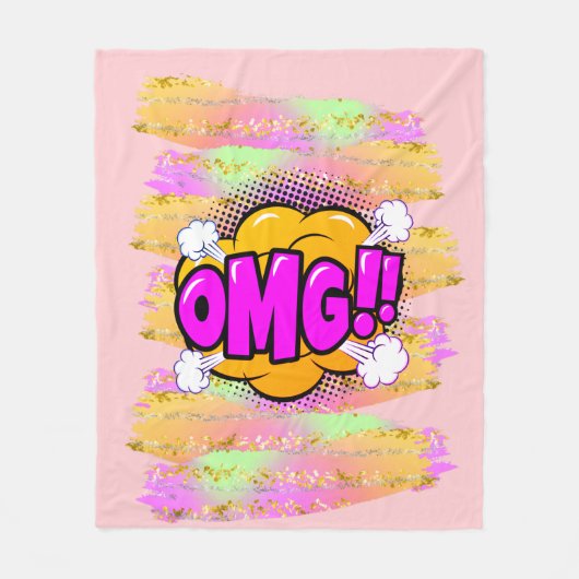 Couverture Polaire Style comique Pop Retro Jaune violet OMG Rainbow F (Devant)
