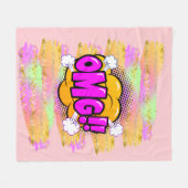Couverture Polaire Style comique Pop Retro Jaune violet OMG Rainbow F (Devant (Horizontal))