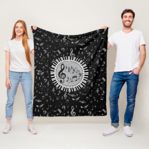 Couverture Polaire Style contemporain noir blanc et gris circulaire