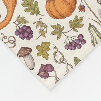 Couverture Polaire Style de gravure dessiné à la main de légumes d'au