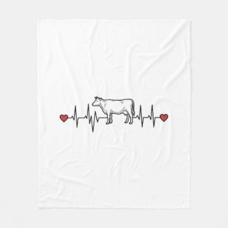 Couverture Polaire Style de gravure du battement de coeur de vache T-