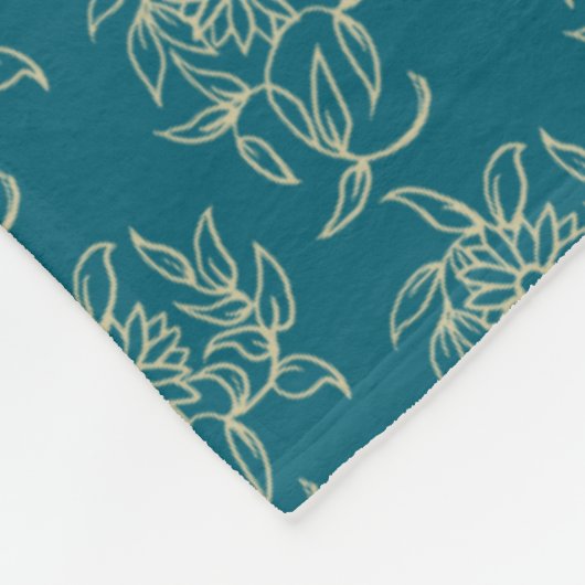 Couverture Polaire Style ethnique Floral Mini-imprimé Beige sur Turqu (Coin)