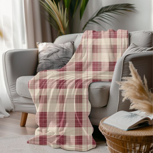 Couverture Polaire Style Ferme Rustique Rouge À damiers Cosy