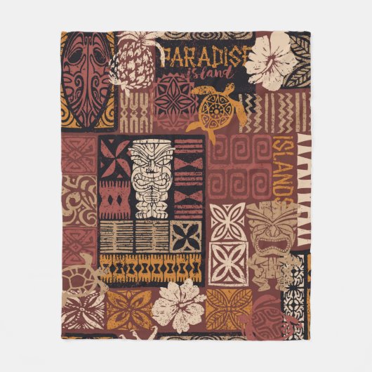 Couverture Polaire Style hawaïen motif tribal tissu patchwork (Devant)