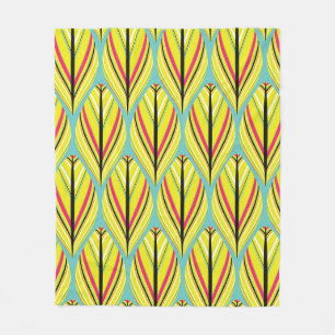 Couverture Polaire style indien plumes sans couture motif en jaune b