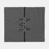 Couverture Polaire Stylé Masculin Gris Foncé Nom & Monogramme (Devant (Horizontal))