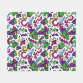 Couverture Polaire Style Memphis Violet Turquoise Vert Rétro 90 (Devant (Horizontal))